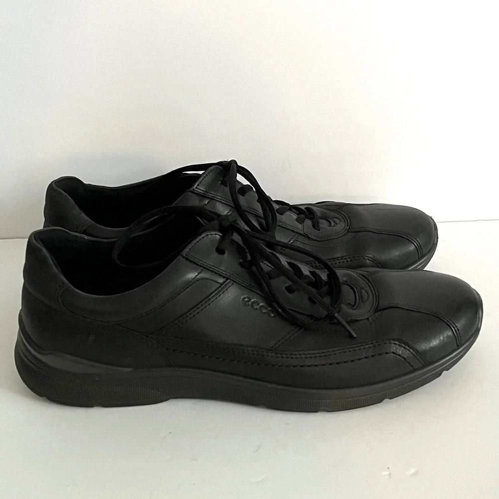 ECCO Men's Irving Black Leather Low Top Sneakers Casual Walking Shoes 47 13-13.5